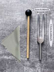 1 Set Alloy Tuning Fork Set 136.1Hz, 256Hz And 512C Portable Frequency Tuning Fork, Used For Yoga Meditation Relaxation Multi-Function Yoga Training Tool With Wooden Hammer To Produce Sound Standard Volume Includes Accessories - Silver - View 9