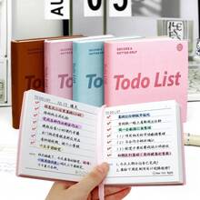 1pcsTodo List Hard‑Cover Task Planner, Daily To‑Do List Notebook, Portable Faux‑Leather Cover Time‑Management Journal For Students And Office Use, Time‑Management Hand‑Writing Notebook,Halloween And Christmas Gifts - Multicolor - View 1