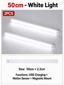 4 قطع شريط إضاءة LED دافئ USB 10/20/30/50 سم مع مستشعر حركة - شريط إضاءة LED بمستشعر حركة لاسلكي، إضاءة تحت الخزانة، مصباح ليلي مغناطيسي قابل للشحن قابل للالتصاق للممر وخزانة المطبخ والرف والخزانة وديكور المنزل - متعدد الألوان - مشاهدة 21