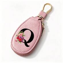 Black Letters A-Z Car Key Protection Cover PU Key Bag Mini Car Key Bag Key Ring Wallet Zipper Charter Keychain Male And Female Universal Key Ring Gift - Multicolor - View 19