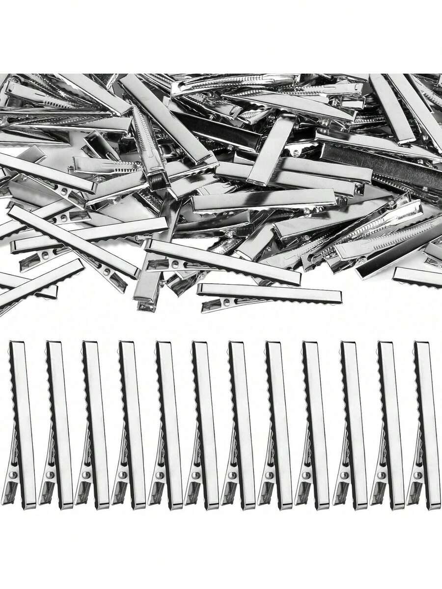 25pcs Multi-Size Basic Square Blank Alligator Hair Clips, DIY Hair Accessory Bases And Styling Accessories, Suitable For Making DIY Beaded Jewelry - Multi-color - View 1