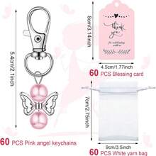 60pcs Baby Shower Favor Angel Keychain Bulk Thank You Tags Baby Girl Shower Favors Guest Return Baptism Gifts - Multicolor - View 8