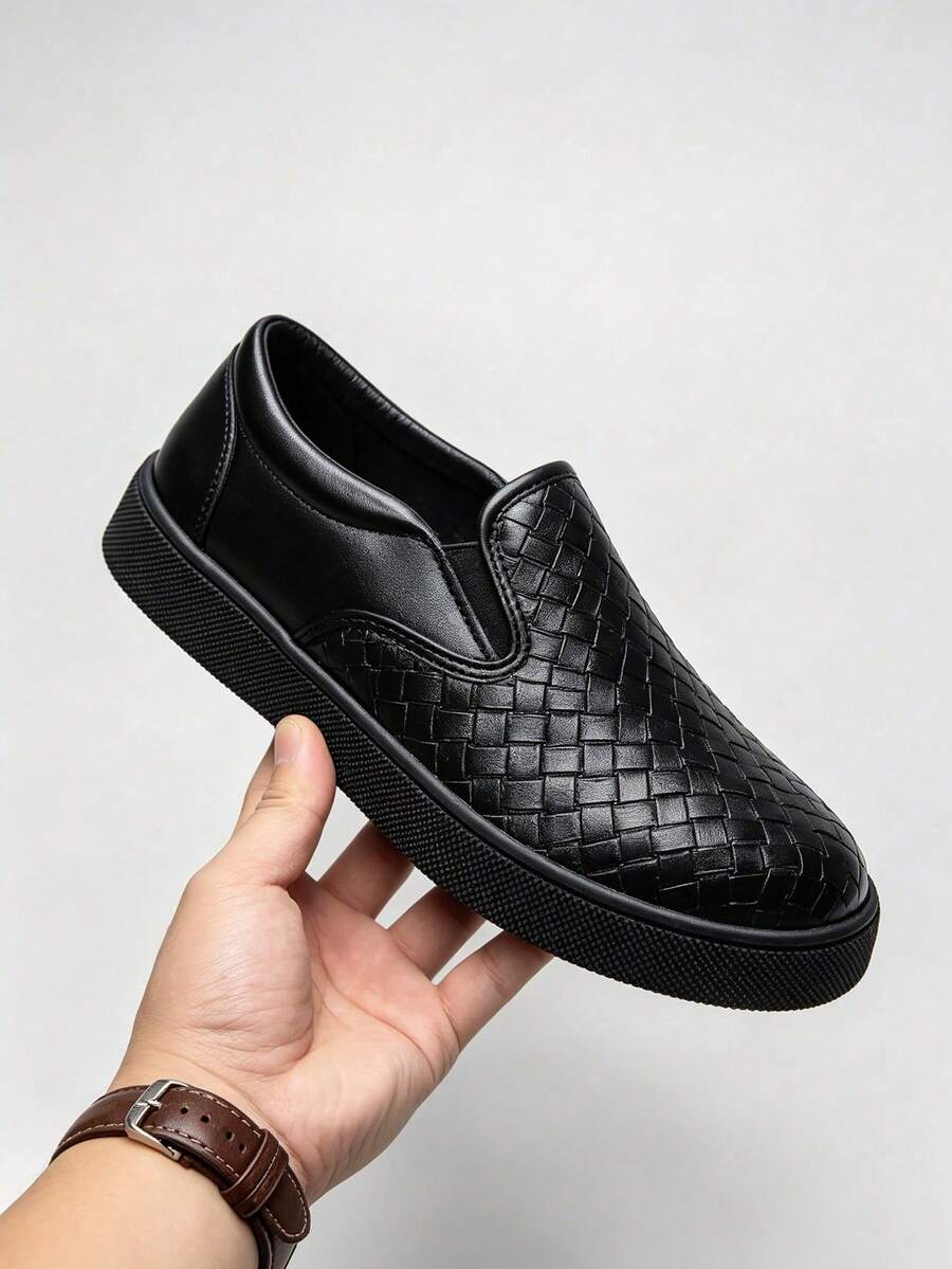 Men Leather Casual Shoes Breathable Loafers Men Sneakers New Male Comfortable Leather Flat Footwear Sneakers Men Shoes - Black - View 1