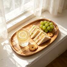 Large Display Trays - Oval Rosewood Solid Wood Tray, Natural Texture With Premium Feel, Smooth Edges For Handling, With Raised Rim To Prevent Spills. Suitable For Coffee, Tea, Sandwiches, Fruits And Desserts, Ideal For Food Presentation And Desktop Storage. Durable Solid Wood Material, Easy To Clean With A Damp Cloth, INS Natural Wood Style Fits Multiple Scenes, Home, Cafe Display Multifunctional Wooden Serving Tray. - View 4