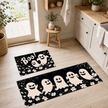 1/2pcs Halloween Ghost Pattern, Vintage Diatomaceous Earth Bath Mat, Super Absorbent, Non-Slip, Perfect For Bathroom, Kitchen And Dining Room, Quick Drying, Machine Washable, Perfect Gift For Home Decor And Bathroom Mat - Multicolor - View 3