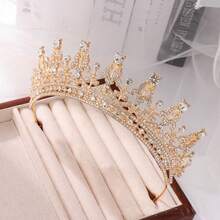 1pc Women's Baroque Style Sparkling Rhinestone Crown And Headpiece, Suitable For Bridal Wedding, Prom, Birthday Party, Beauty Pageant And Other Occasions - Multicolor - View 2