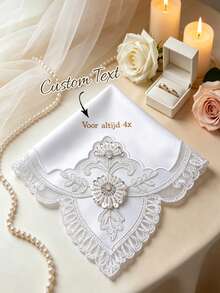 個性化刺繡新娘手帕，客製化姓名手帕，個性化婚禮手帕，可客製姓名與婚禮日期，優雅蕾絲婚禮手帕，適合新娘，婚禮紀念禮盒，新娘與伴娘的高級禮物 - 彩色 - 查看 4