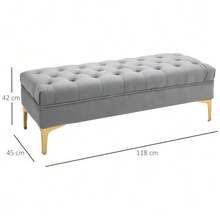 Velvet Bench Bed Bench Shoe Bench With Raised Legs In Light Gray 118x45x42cm For Bedroom And Hallway - Light Grey - View 3
