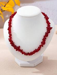 1pc Asymmetrical Geometric Crushed Stone Beaded Necklace, Suitable For Beach, Vacation, Party, Banquet And Daily Wear - Necklace - View 19