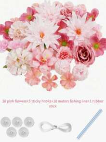 1 Set Embossed Realistic Floral Curtain, Includes Creative Photography Prop Decoration, Suitable For Indoor/Outdoor Floral Curtain And Romantic Wedding Scene Arrangement, Size 3-10cm, Random Size - Multicolor - View 14