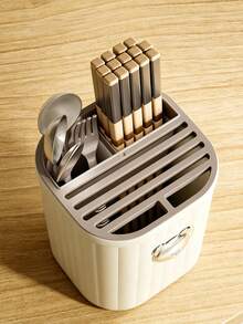 1/8pcs Multifunctional Kitchen Knife Block Holder, Plastic Vertical Striped Utensil Organizer For Knives Scissors Spoons, Countertop Cutlery Storage Rack With Drainage For Kitchen Counter - Multicolor - View 2