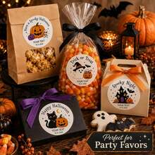 40/80/120pcs Personalized Halloween Stickers, Customized Name And Date Halloween Labels, Scary Party Gift Stickers, Pumpkin Ghost Bat Gift Labels, Halloween Trick Or Treat Bag Labels, Party Favors, Wedding, Halloween - Multicolor - View 4