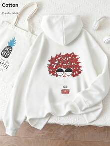 Oversized Women's Sweatshirt For Autumn And Winter, Long-Sleeve Hoodie With Pockets, Casual Top, Y2k Style, Daily Letter Slogan Graphic, White Unisex - White - View 6