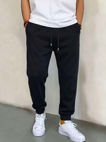 Men's Black Joggers, Men's Sweatpants, Black Sports Pants, Training Pants, Gym Pants, Casual Pants, Cuffed Sweatpants, Zipper Pockets Fall - Black - View 2