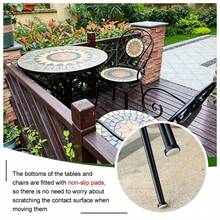 Juego De Mesa De Mosaico Para Patio:Mesa De Exterior Con 2 Sillas Plegables - Negro - Ver 5
