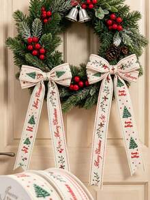 25mm Christmas Decorative Ribbon, Polyester Satin Decorative Tape, Suitable For Gift Box Packaging, Bows, Gift Wrapping, Bouquet Wrapping, DIY Handmade Decoration, Merry Christmas Gift Wrapping - Multicolor - View 4