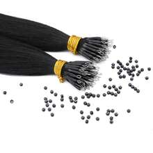 0.7G/S Premium Nano Ring Beads Human Hair Extensions 100% Real Remy Hair Invisible Mini Beads 35G/PACK 18"-24" #01 Jet Black - #01 Jet Black - View 17