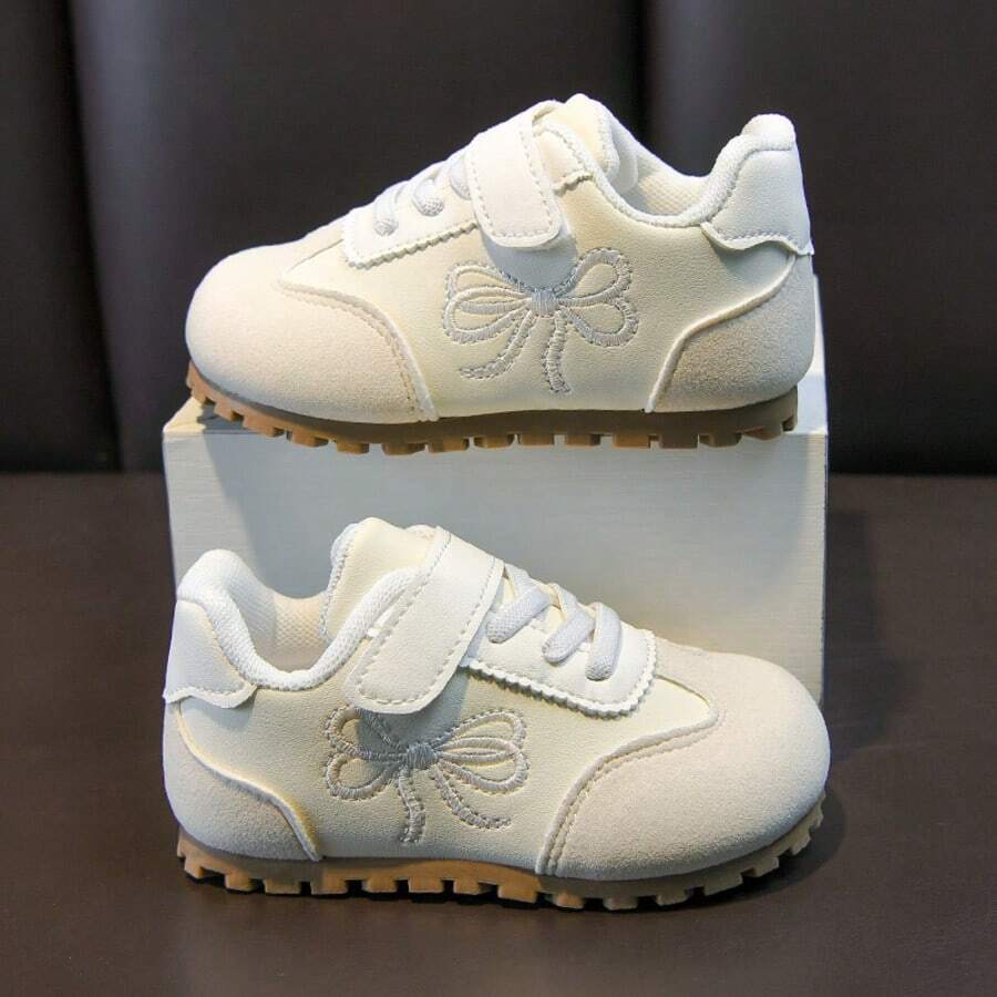 1 Pair Girls' Sports Shoes, Hook & Loop Closure, Comfortable Flat Sole, Wide Fit, Soft Bottom, Soft Upper, Training Shoes - Multicolor - View 1