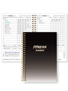 1pc Fitness Planner Notebook With Workout Sets, Cardio, Water & Progress Tracking Pages, Office Desk Accessories Office Supplies For Gym Planning, Halloween Gifts - A - View 9