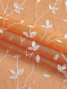 1件/2件裝高級波希米亞風刺繡透視窗簾，適用客廳與臥室，極簡線條藝術薄紗窗簾，耐褪色、柔光遮光、透氣居家裝飾，易安裝易維護 - 橘色 - 查看 6