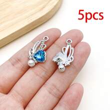 5/20pcs Silvery Plated Blue Rhinestone Charms Dolphin Shell Star Heart Butterfly Owl Pendant For DIY Bracelet Necklace Earring Jewelry Making Findings - Blue - View 20