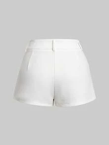 SMILE CHIC 2026 Summer New Ultra Low Waist Elegant Fashion Solid Color Shorts (Belt Not Included) White, Y2K Aesthetic - White - View 8