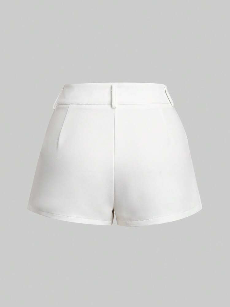 SMILE CHIC 2026 Summer New Ultra Low Waist Elegant Fashion Solid Color Shorts (Belt Not Included) White, Y2K Aesthetic - White - View 8