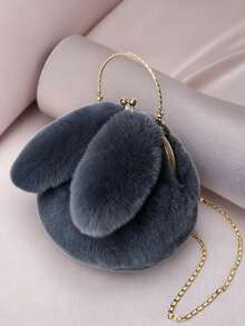 Soft Cute Healing Sweet Style Girl Plush Round Bag With Metal Handle Chain Crossbody Bag, Bubble Skirt Matching Small Bag For Autumn/Winter - Multicolor - View 11