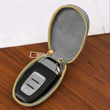 Floral Wreath Letter A-Z Car Key Holder, Mini Car Key Storage Bag, PU Leather Keychain Wallet, Zipper Pouch, Car Key Organizer, Car Keychain, Unisex Gift - Multicolor - View 6