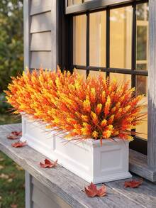 6pcs/3pcs/1pc Autumn Artificial Lavender, Synthetic Plastic Artificial Plants, Autumn Home Decor, Outdoor Potted Flowers, Rustic Farmhouse Style, Autumn Floral, Indoor/Outdoor Decorative Artificial Flowers - Multicolor - View 7