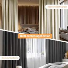 Room Divider Curtains With Flexible Ceiling Curtain Tracks Set, 100% Out Floor To Ceiling Curtains Patio Sliding Door Curtains Drape And Rail W 8.3 * H 8 FT - Grey - View 2