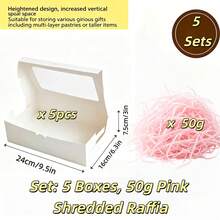 5 Sets With Shredded Raffia Filler, White 24*16*7.5cm Airplane Gift Boxes, Multipurpose Packaging For Pastries, Birthday, Party, Christmas, Bridesmaid, Back-To-School, Valentine's Day - Multiple Styles - View 13