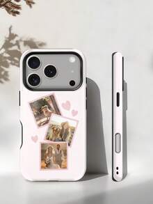 1件磁吸手機殼，亮面薄膜2合1全包覆設計，客製化愛心3照片保護殼，多款底色可選，適用婚禮、情侶、日常時刻、家庭、寵物、度假、旅行與好友照片，相容 iPhone 17 Pro Max/Air/17 Pro/17/16/15/14/13/12/11，升級磁吸全鏡頭保護 - 彩色 - 查看 5