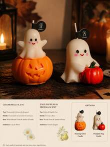 Halloween Scented Candle Set Pumpkin Ghost Candle Cute Cartoon Style Halloween Home Room Decor,Autumn Decor,Halloween Party Gifts For Women Smokeless Cozy Spooky‑Fun Decor Available In 1/2/4 Packs With Halloween Gift Bag - Pumpkin Ghost - View 29