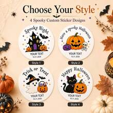 40/80/120pcs Personalized Halloween Stickers, Customized Name And Date Halloween Labels, Scary Party Gift Stickers, Pumpkin Ghost Bat Gift Labels, Halloween Trick Or Treat Bag Labels, Party Favors, Wedding, Halloween - Multicolor - View 5