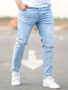 Teen Boy Fashionable Stretch Skinny Jeans - Light Wash - View 2