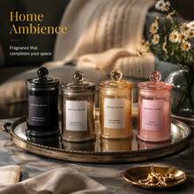 1/2pcs Vintage Amber Glass Jar With Lid Scented Candle, Soy Wax Aromatherapy Candle, Suitable For Home, Autumn, Bedroom, Living Room Decoration, Wedding, Birthday, Holiday And Ideal Gift For Women - 1PC - View 4