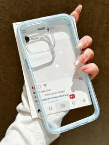 Phone Case: Apple Smart Fashion Phone Case, High-End Texture, 3-In-1 Thickened Material, Colorful Solid Color Frame, Personalized Creative Pink/White/Black/Blue/Green, Minimalist Anti-Drop Full Coverage Transparent Feel, Suitable For Apple 18/18Pro/18promax/17/17Pro/17Promax/16PRO/16PROMAX/16/15PROMAX/14/14PROMAX/13/12/12PRO/11/11PROMAX/15PRO/13PRO/14PLUS, Colorful Phone Case - Baby Blue - View 24