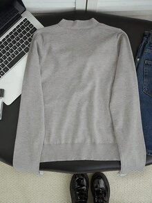 Autumn/Winter New Long Sleeve V-Neck Niche Design Vintage Unique Bow Tie Lace 2 In 1 Knit Sweater Top - Grey - View 8