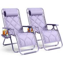 Gravity Chairs (2-Pack) Premium Heavy-Duty Outdoor Recliners With Luxe Two-Tone Design! Features Ultra-Padded Ergonomic Support, 5-Position Adjustable Backrest Independent Headrest, Built-In Cup Holder Phone Slot, And Smooth Rocking F - Lilac - View 1