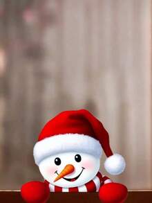 New Funny Christmas Snowman Peeking Wall Sticker, Double-Sided Printing, Holiday Atmosphere Door And Refrigerator Decoration Car Decor Sticker, Self-Adhesive Removable - A - View 4