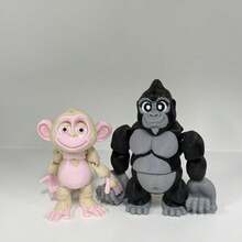 2PCS Cute Large And Small Gorilla Statue Doll 3D Printed Model Set, Personalized Desktop Display Stress Relief Fun Animal Figurine - Multicolor - View 8