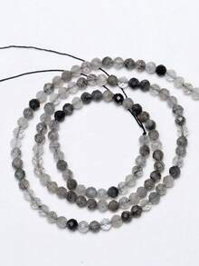 1 Strand Natural Black Rutilated Quartz Stone Faceted Round Loose Faceted Bead 2/3/4MM Pick Size For Jewelry Making Bracelet Accessories - Multicolor - View 9