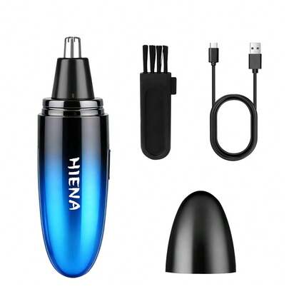 HIENA Electric Nose Hair Trimmer For Men, USB Rechargeable Ear Nose Hair Remover, 360° Rotating Cutter Head Waterproof Portable Painless Facial Hair Clipper With Cleaning Brush