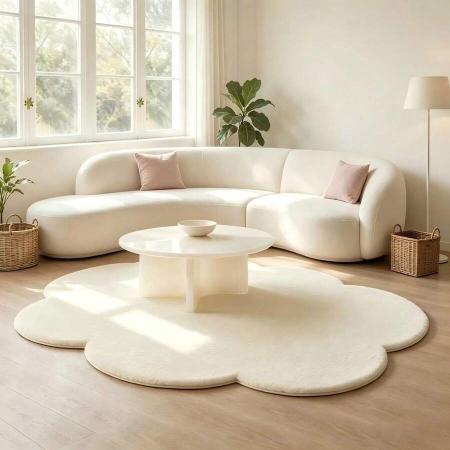 1pc Elegant White Floral Pattern Design Carpet, Suitable For Decorative Carpet, Bedroom Decor, Small Rug, Carpet, Home Decor, Living Room Carpet, Living Room Small Rug, Bedroom Carpet, Living Room Home Decor, Outdoor Carpet, Washable Carpet