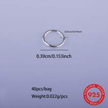 40pcs/Pack S925 Sterling Silver Open Jump Rings, Jewelry DIY Accessories For Necklaces, Bracelets - Silver - View 8