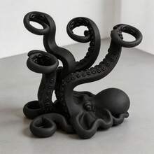 3D Printed Octopus Toothbrush Holder, Funny Octopus Toothbrush Storage Rack, Multi-Slot Toothbrush And Toothpaste Organizer For Bathroom Countertop, Creative Fun Bathroom Decor, Halloween/Christmas Gift For Family And Friends, Black, 1pc - Black - View 3