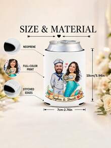 Custom Wedding Photo Can Cooler Sleeves, Personalized With Couple Photos, Names And Custom Text, Practical Drink Sleeves For Wedding Receptions And Bridal Events, Unique Guest Favors, Fun Keepsakes To Commemorate Your Unforgettable Big Wedding Day. - Multicolor - View 4