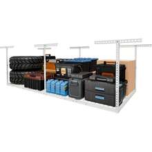 4x8 Ft Garage Ceiling Storage Rack, White |   Weight Capacity 750 Pounds, 22-40inch Adjustable Storage System, Heavy-Duty Metal Roof Rack, Classic Series - White - View 1