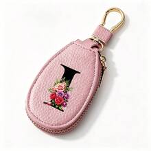 Black Letters A-Z Car Key Protection Cover PU Key Bag Mini Car Key Bag Key Ring Wallet Zipper Charter Keychain Male And Female Universal Key Ring Gift - Multicolor - View 30